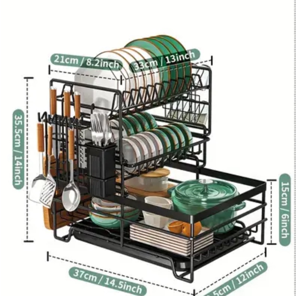 1pc Dish Racks, 3-Tier Dish Drying Rack For Kitchen Counters